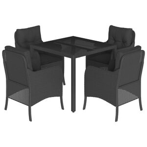 vidaXL Set mobilier de grădină cu perne, 5 piese, negru, poliratan