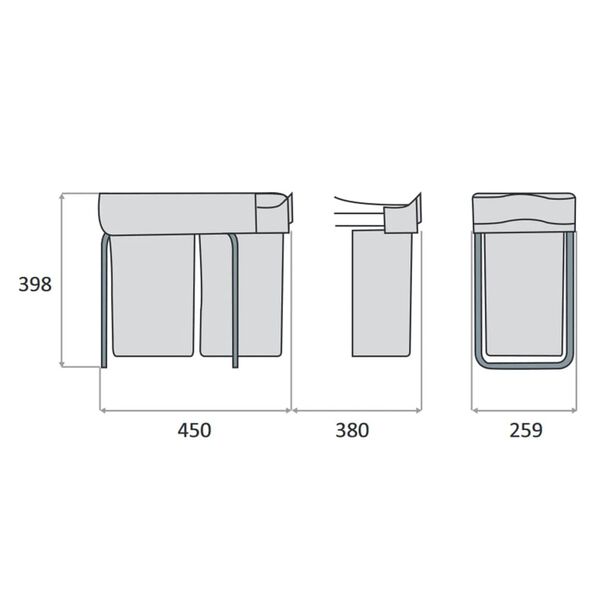eyckhaus Colector selectiv deșeuri &icirc;ncorporat gri 2x14L dreptunghiular