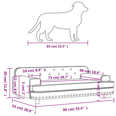 vidaXL Pat de câini, maro, 90x53x30 cm, catifea