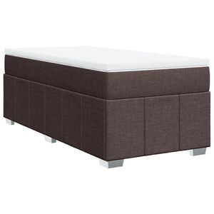vidaXL Pat box spring cu saltea, maro &icirc;nchis, 90x200 cm, textil