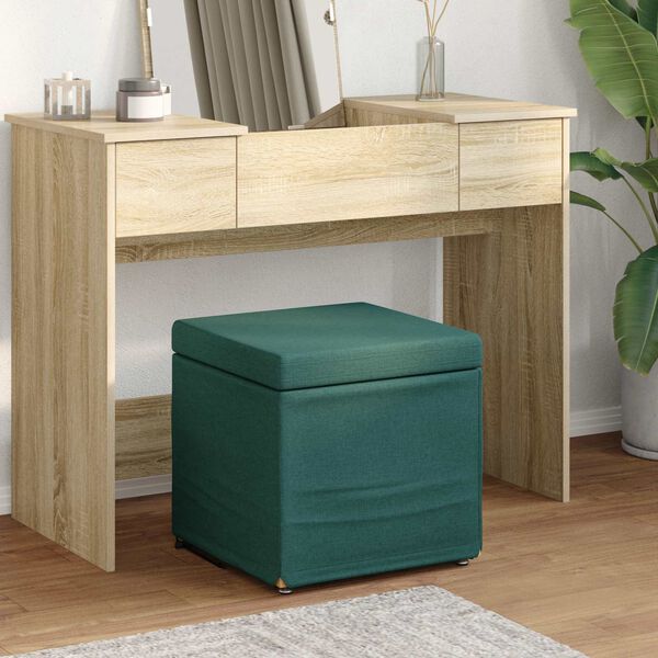 vidaXL Taburet Verde &icirc;nchis 41 x 41 x 40 cm Stofă și lemn prelucrat