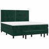 vidaXL Pat box spring cu saltea, verde &icirc;nchis, 180x200 cm, catifea
