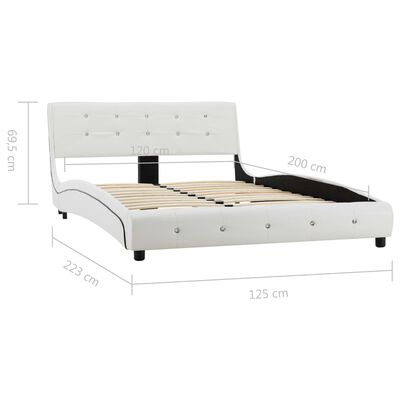 vidaXL Cadru de pat, alb, 120 x 200 cm, piele ecologică