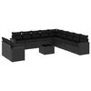 vidaXL Set canapele de grădină, 12 piese, cu perne, negru, poliratan