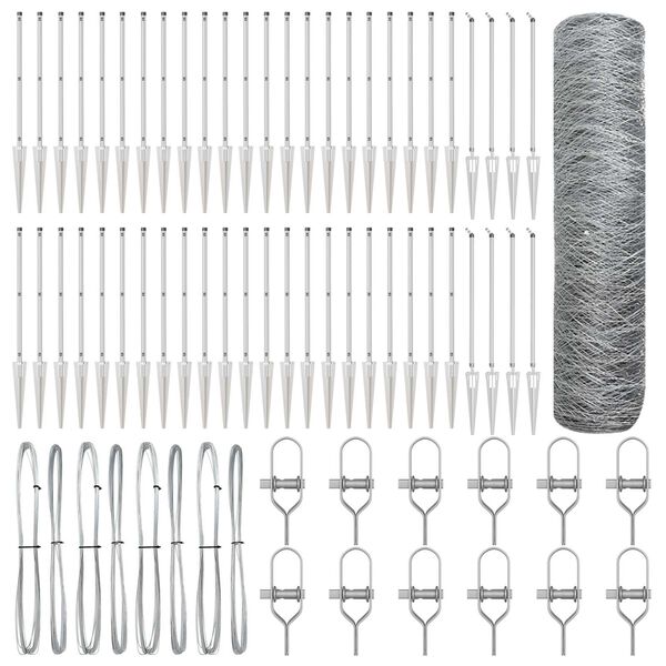 vidaXL St&acirc;lp de gard. Argintiu 100 x 0,6 m (plasă de 36 mm) Oțel