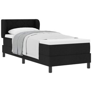 vidaXL Pat cu arcuri cu saltea cu headboard Negru 80 x 200 cm țesătură
