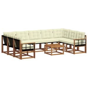 vidaXL Set de canapele de exterior cu pernă 10 pcs Natural și Crem