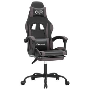 vidaXL Scaun de gaming cu suport picioare, negru/gri, piele ecologică