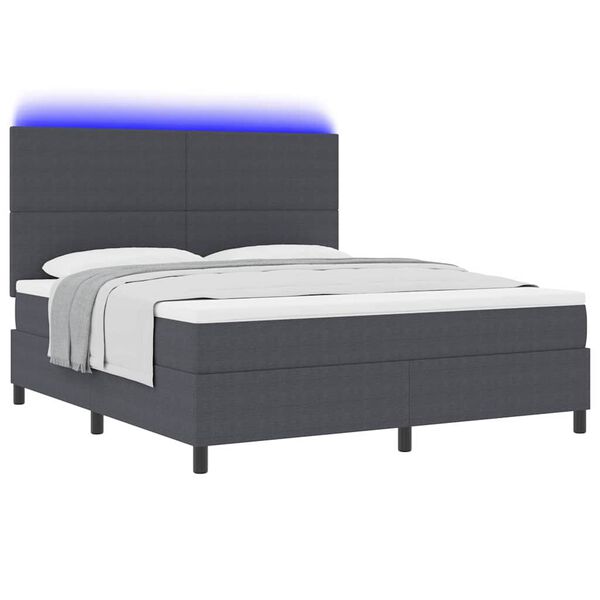 vidaXL Pat cu arc LED cu headboard Gri &icirc;nchis și alb 180 x 200 cm