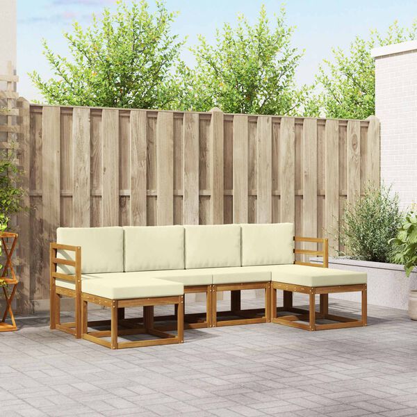 vidaXL Set de canapele de exterior 6 pcs Natural și Crem Lemn compozit