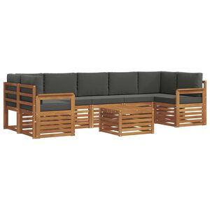 vidaXL Set de canapele de exterior cu pernă 8 pcs Natural și Antracit