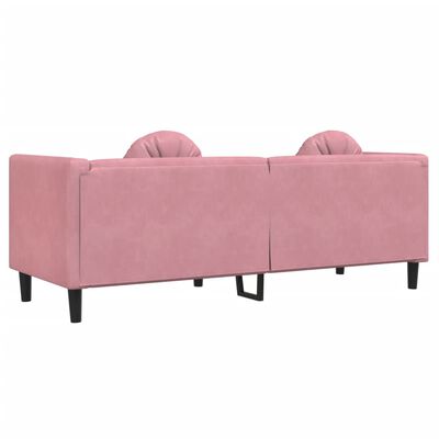vidaXL Canapea cu perne, 3 locuri, roz, catifea