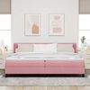 vidaXL Pat cu arcuri cu saltea cu headboard Roz 200 x 200 cm Catifea