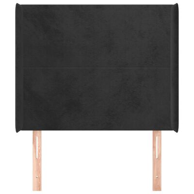 vidaXL Tăblie de pat cu aripioare, negru, 83x16x118/128 cm, catifea