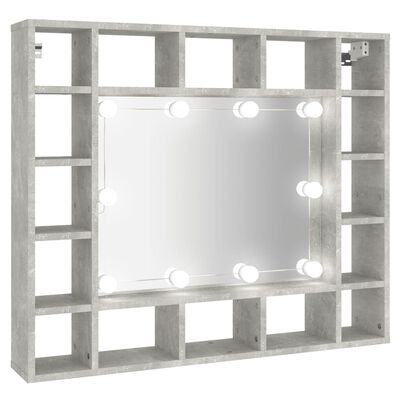 vidaXL Dulap cu oglindă și LED, gri beton, 91x15x76,5 cm