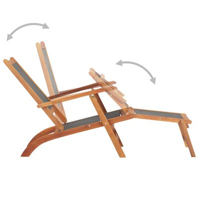vidaXL Scaun șezlong de exterior, lemn masiv de acacia și textilenă
