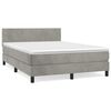 vidaXL Pat box spring cu saltea, gri deschis, 140x190 cm, catifea