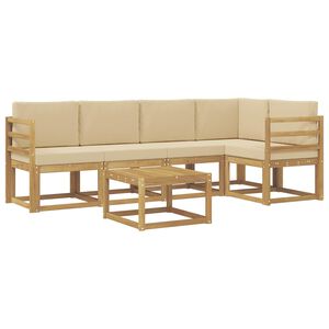 vidaXL Set de canapele de exterior cu pernă 6 pcs Alb și Bej