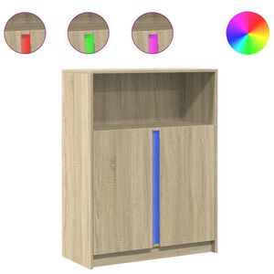 vidaXL Dulap cu LED, stejar sonoma, 77x34x100 cm, lemn prelucrat