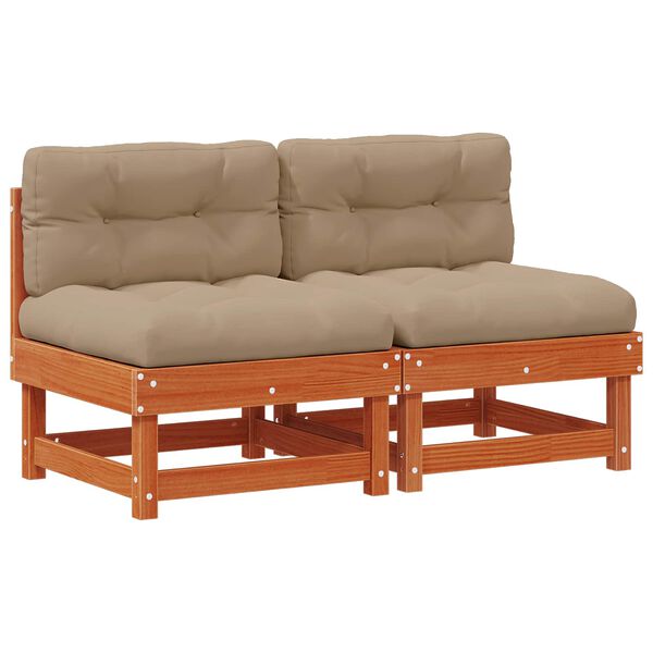 vidaXL Canapea de Grădină Din Mijloc Lemn masiv de pin Maro Ceară