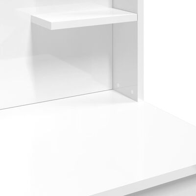 vidaXL Masă de toaletă cu LED-uri, alb extralucios, 96x40x142 cm