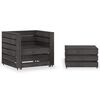 vidaXL Set mobilier de grădină paleți, 2 piese, gri, lemn pin tratat