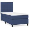 vidaXL Pat box spring cu saltea, albastru, 90x200 cm, textil