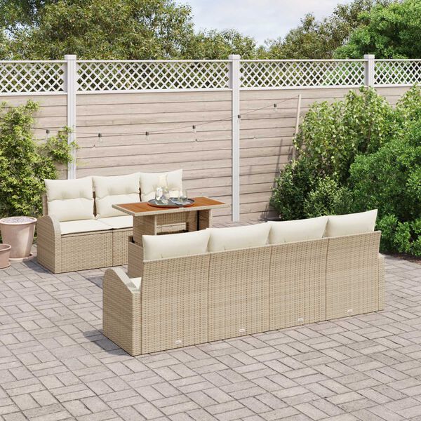 vidaXL Set de canapele pentru grădină 8 pcs Bej Rattan poli