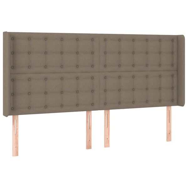 vidaXL Tăblie de pat cu aripioare, gri taupe, 163x16x118/128cm, textil