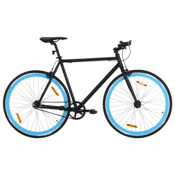 vidaXL Bicicletă cu angrenaj fix, negru și albastru, 700c, 59 cm