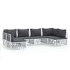 vidaXL Set mobilier de grădină, 6 piese, cu perne, alb, oțel
