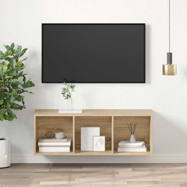 vidaXL Dulap TV montat pe perete, stejar Sonoma, 37x37x107 cm, PAL