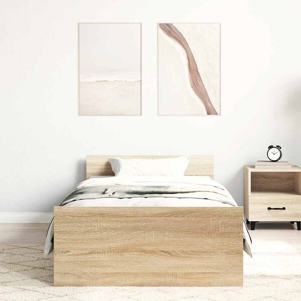 vidaXL Cadru pat fără saltea stejar sonoma 100x200 cm lemn prelucrat
