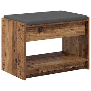 vidaXL Bancă pentru hol cu pernă cu raft Lemn vechi 63 x 38 x 45 cm