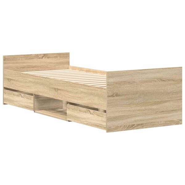 vidaXL Cadru pat cu tăblie la cap/picioare, stejar sonoma, 100x200 cm
