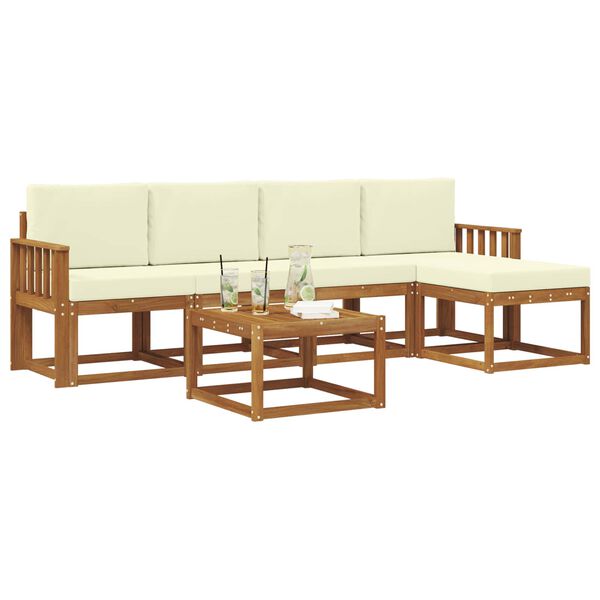 vidaXL Set de canapele de exterior cu pernă 6 pcs Natural și Crem
