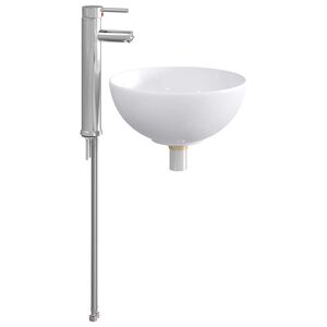 vidaXL Chiuvetă de baie cu robinet și scurgere Crom 32 x 32 x 13 cm