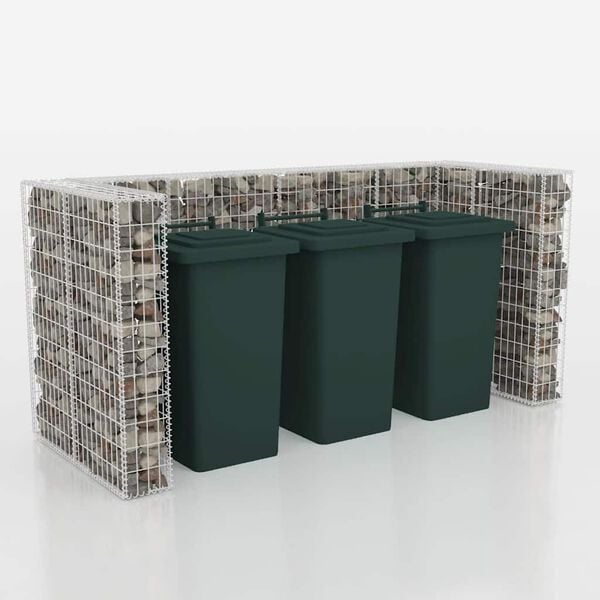 vidaXL Gabion triplu &icirc;ngrădire pubelă, oțel, 250 x 100 x 120 cm