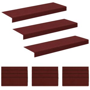 vidaXL Covorașe pentru trepte 15 buc. 65 x 21 x 4 cm Burgundy