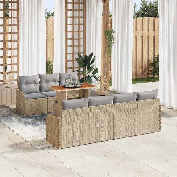 vidaXL Set de canapele pentru grădină 8 pcs Bej Rattan poli