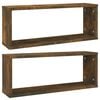 vidaXL Rafturi de perete cub, 2 buc., stejar fumuriu 60x15x23 cm, lemn
