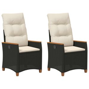 vidaXL Scaun de grădină rabatabil Negru și Crem 64 x 57,5 x 112 cm