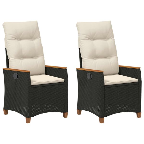 vidaXL Scaun de grădină rabatabil Negru și Crem 64 x 57,5 x 112 cm