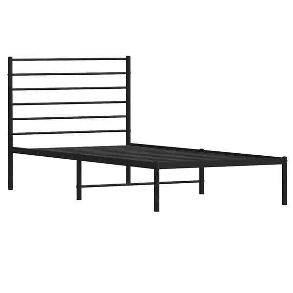 vidaXL Cadru de pat din metal cu tăblie, negru, 107x203 cm