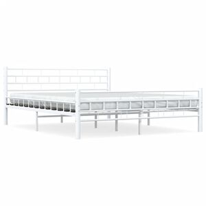 vidaXL Cadru de pat, alb, 160 x 200 cm, metal