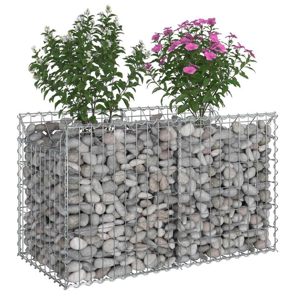 vidaXL Pat ridicat din gabion Argintiu 100 x 50 x 60 cm