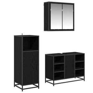vidaXL Set de mobilier pentru baie 3 buc. Stejar Negru 80 x 33 x 60 cm