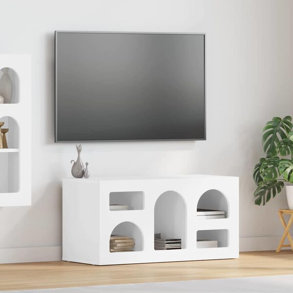 vidaXL Cabinet TV Alb lucios 80 x 35 x 40 cm Lemn compozit