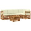 vidaXL Set de canapele de exterior 6 buc. Natural și Crem Poliester