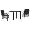 vidaXL Set de masă pentru grădină cu pernă 3 pcs Negru poliratan